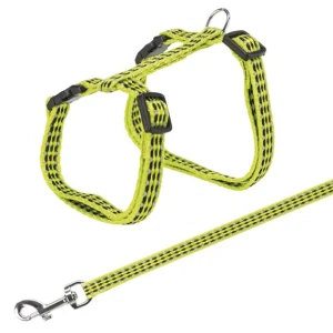 Kattsele+koppel 120 cm. Ställbar, reflex. 22-42 cm, bl färger
